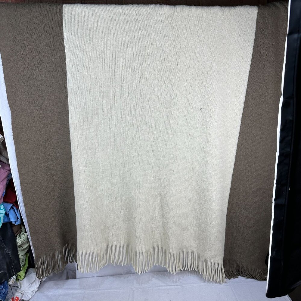 Ink + Ivy Beige & Taupe Acrylic Fringe Throw Blanket Reversible China